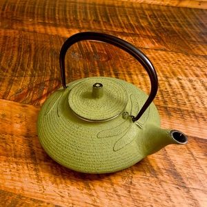 Teavana Green Dragonfly Japanese Cast Iron Teapot and Small Warmer